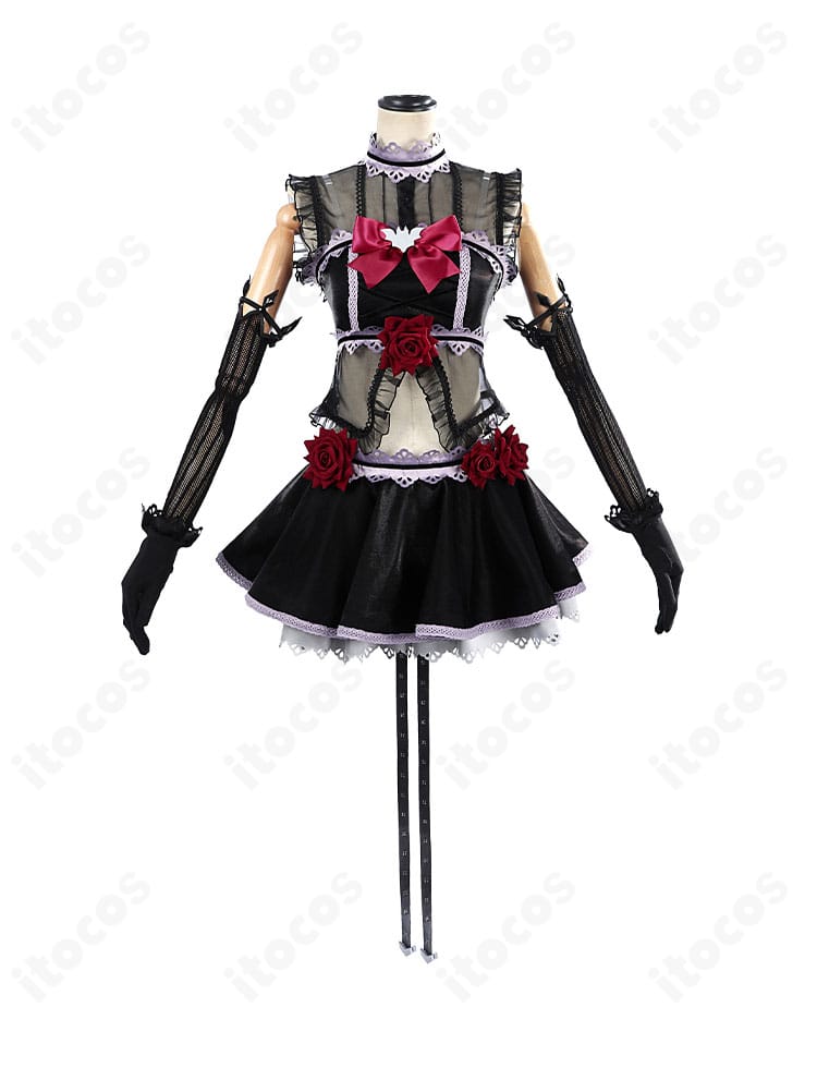 西木野真姫 怪談編コスプレ衣装のトルソー正面。トップスとスカート、胸飾りの配置が分かる画像