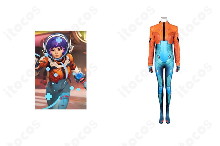 正面全体とキャラクター参照が並ぶ、ITOCOS製オーバーウォッチ2 ジュノ コスプレ衣装の比較画像