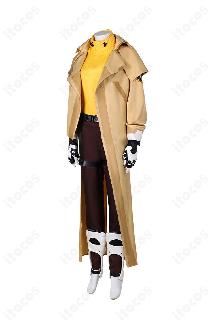 オーバーウォッチ2 ベンチャー コスプレ衣装の左側面。袖口装飾と太もも飾りのディテールが見える画像