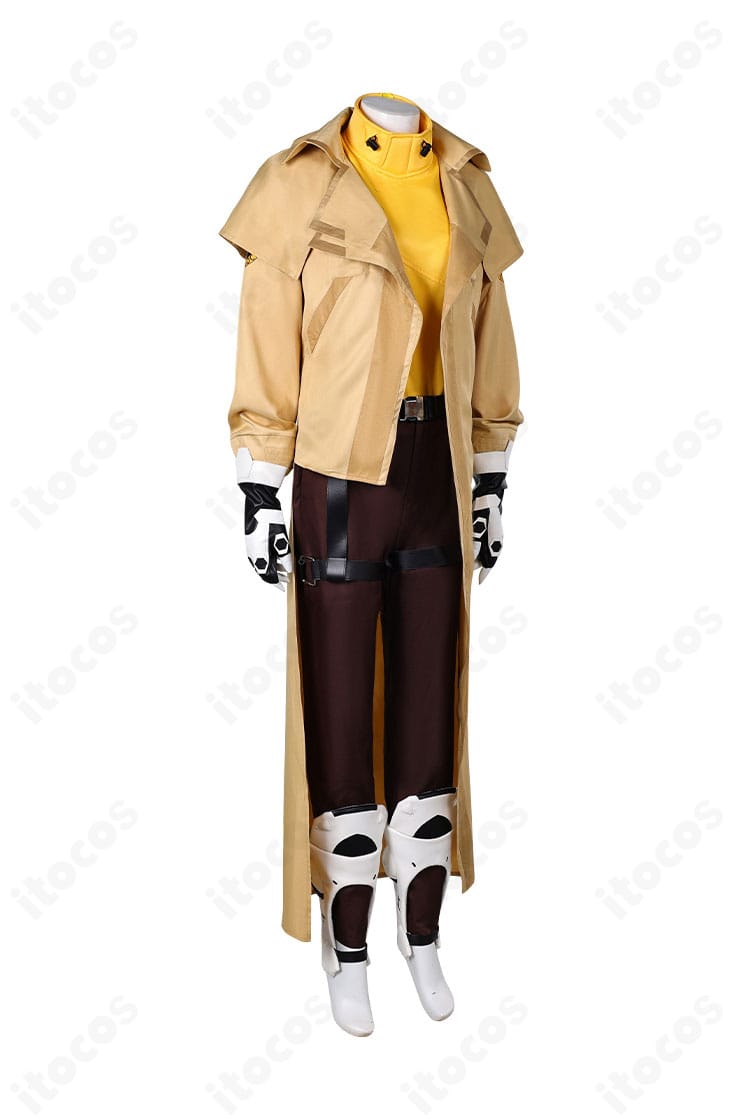 オーバーウォッチ2 ベンチャー コスプレ衣装の右側面。ベルト位置と足鎧の形状を確認できる写真