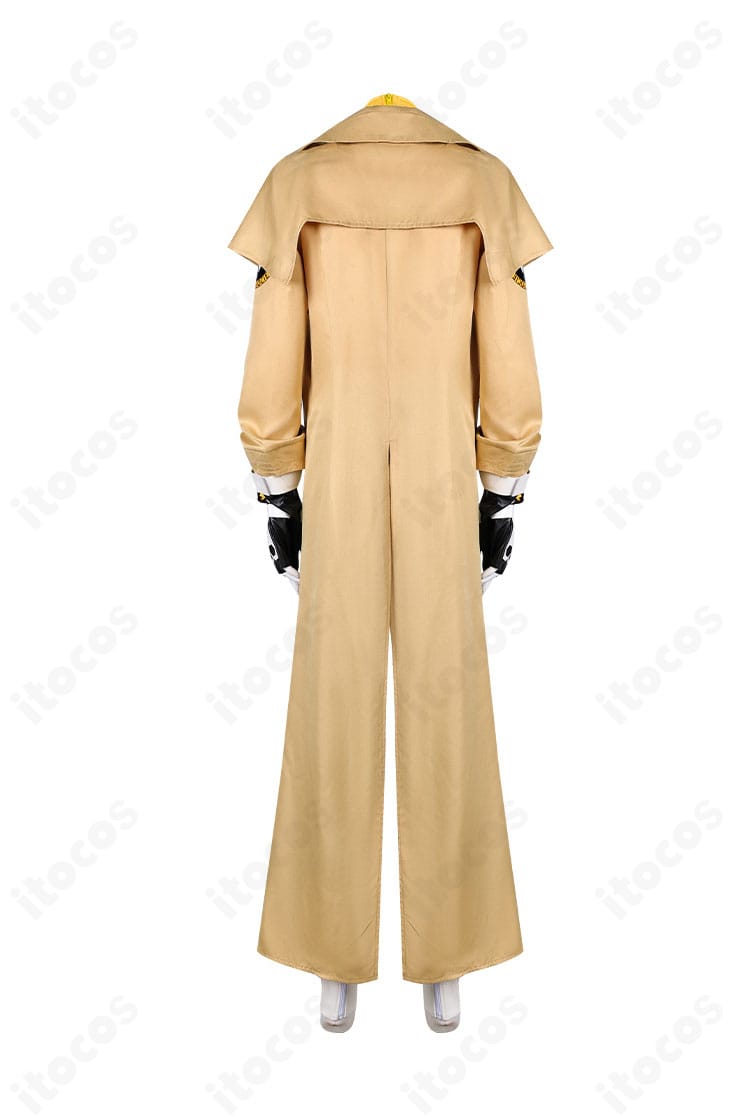 オーバーウォッチ2 ベンチャー コスプレ衣装の背面図。コートのラインと背面パーツ配置を示す写真