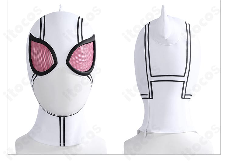 全頭マスク正面の意匠と目周りデザイン（グウェン・プール）