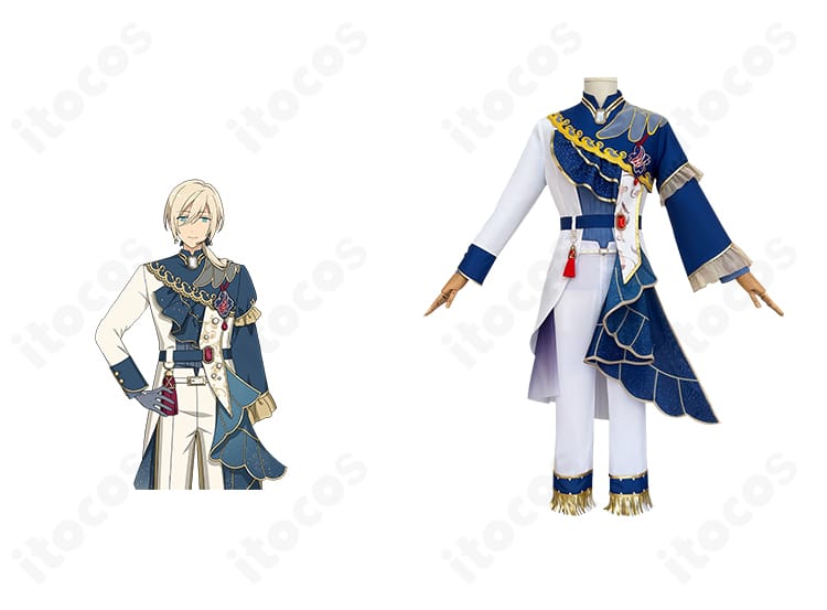 あんスタ 天祥院英智 フェアリーテイル衣装の正面とキャラクター比較。金刺繍と宝石調装飾を再現した高品質デザイン