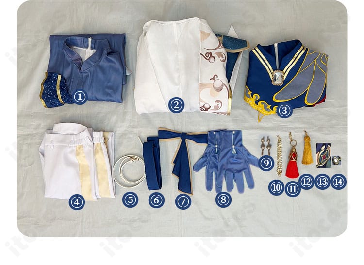 天祥院英智 コスプレ衣装 セット内容一覧。コート・インナー・ズボン・各種アクセ類までフルセット