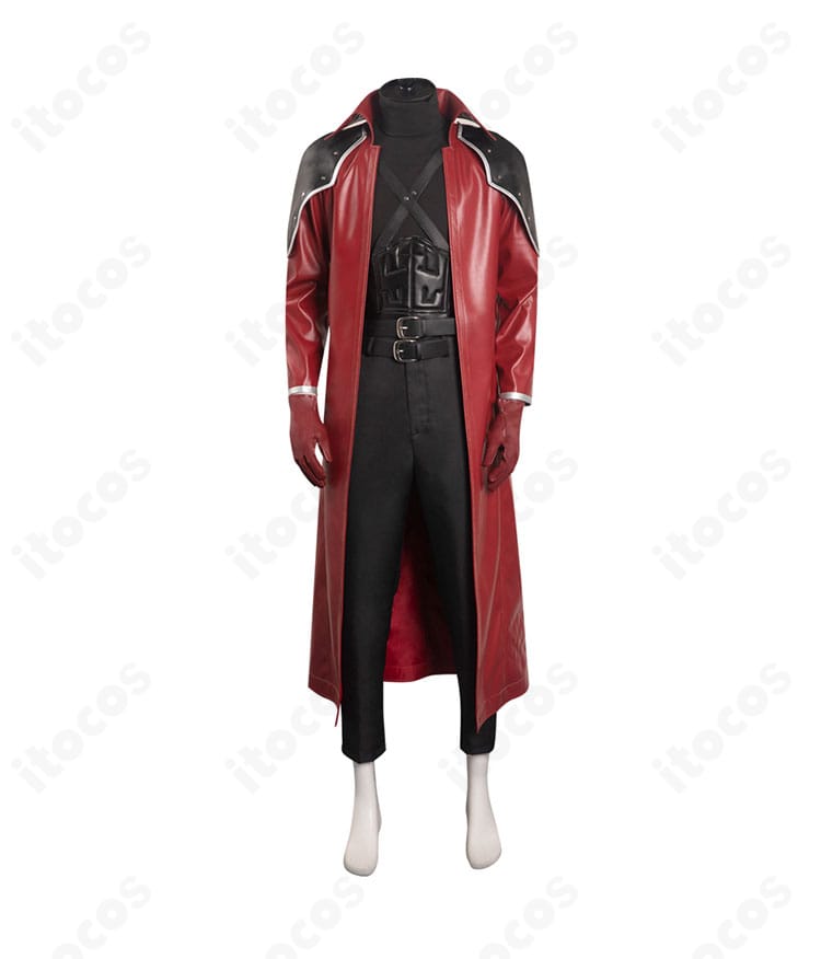 ジェネシス・ラプソードス コスプレ衣装の正面全身。クライシス コア FFVIIのミリタリールックとシルエットが分かる構図。