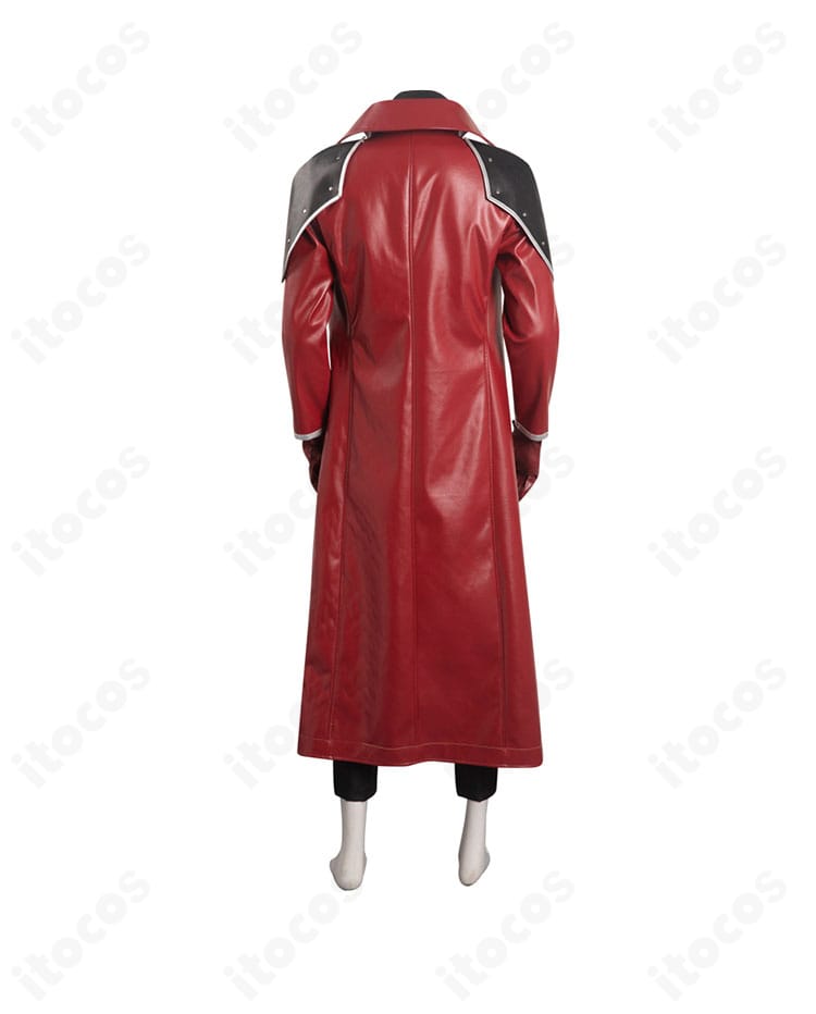 ジェネシス・ラプソードス衣装の背面。背ベルトの取り回しやコートの裾の広がりが分かるカット。