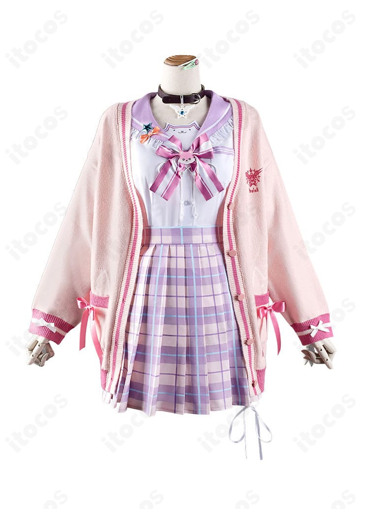 ホロライブ 博衣こより 白衣コスプレ衣装の正面カット。白衣コートと制服風トップス、精緻な刺繍ディテールが映えるデザイン。