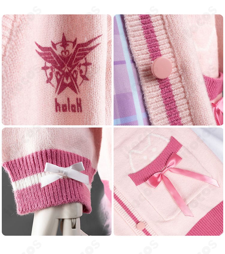 外套の襟元、ボタン、袖口、ポケット装飾のクローズアップ。立体感のあるパーツで質感を強調。