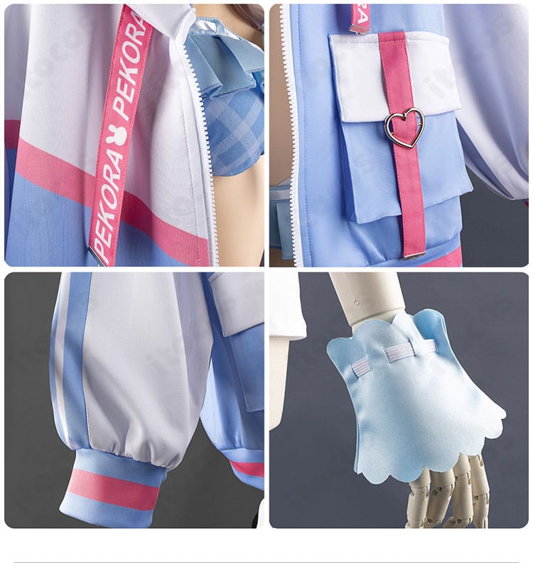 外套装飾と手首飾りの近接写真。質感と装飾の丁寧な仕上げ。