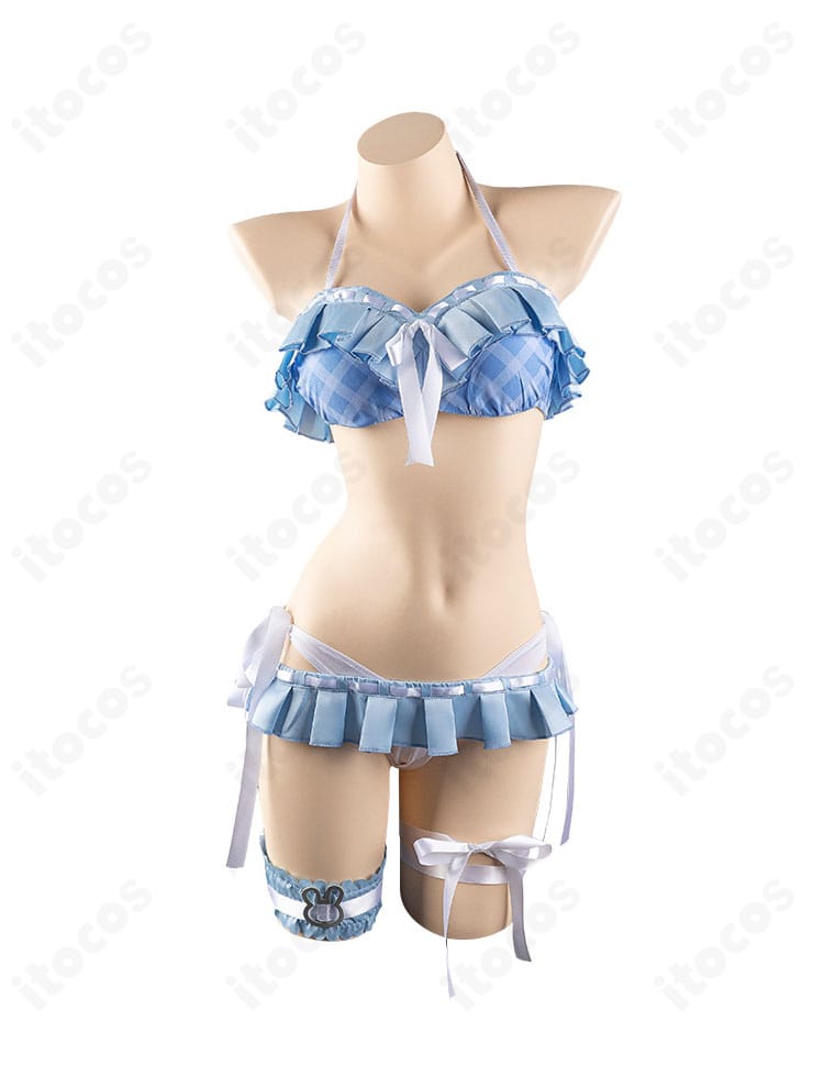 インナー（トップス・ビキニ）の正面ディテール。肌当たりの良い素材感とステッチの整いを強調。