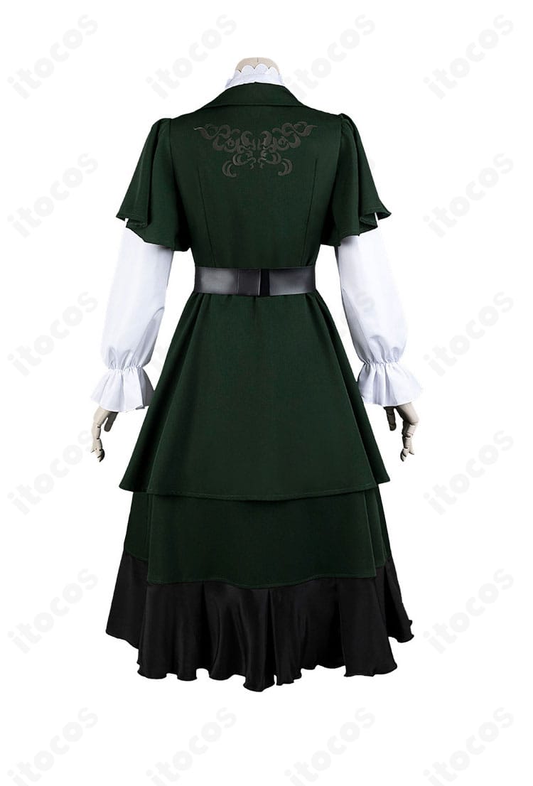 背面画像。背中の開き、ウエスト周り、スカートの広がりなど背面ディテールの再現性を示します。