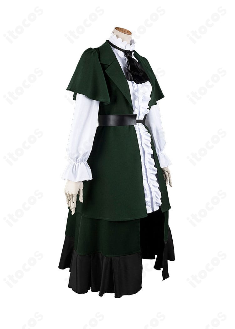 商品右側の全体像。ベストワンピースとインナーワンピースの重なり、シルエットのバランスを見せるカット。