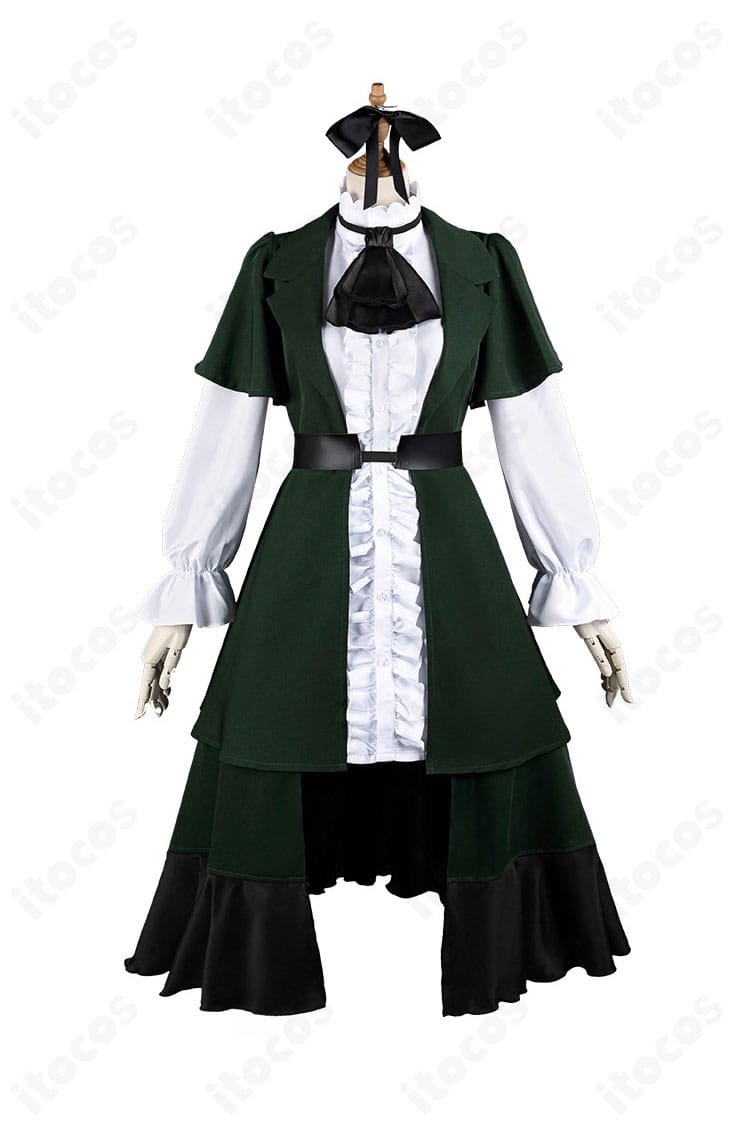 商品正面画像。三船栞子（ラブライブ！虹ヶ咲）の制服デザインをベスト＋ワンピース構成で忠実に表現している様子。