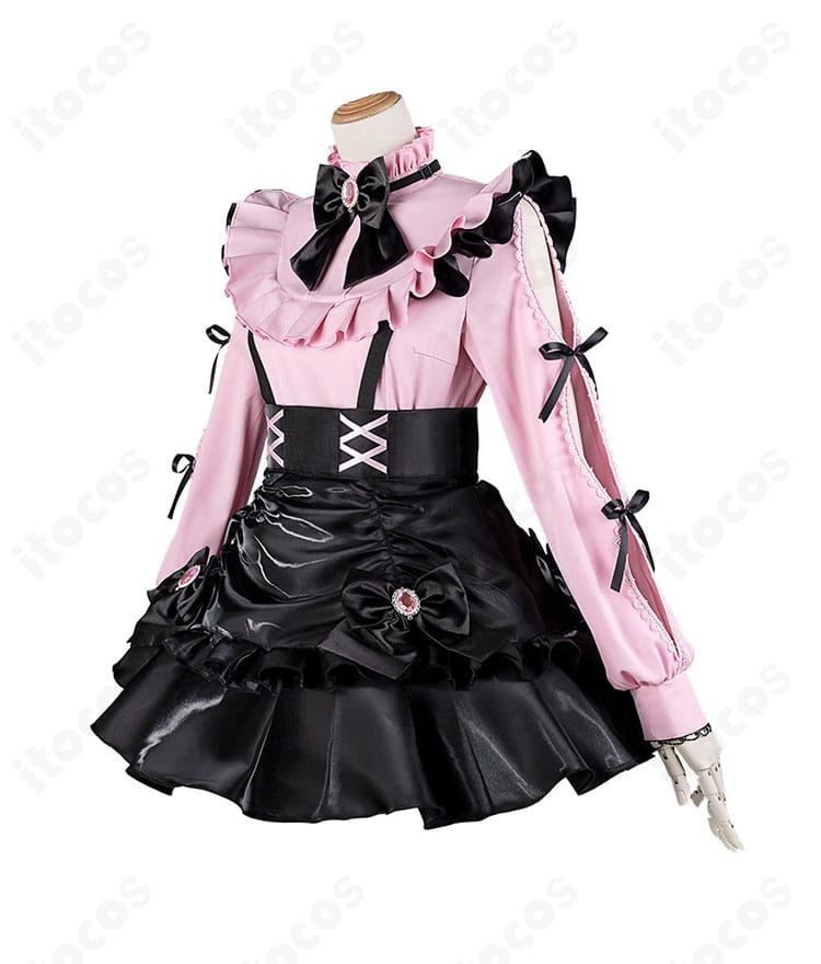 ラブライブ！虹ヶ咲 近江彼方 コスプレ衣装 左側面。蝶結びと腰の立体装飾、ライン取りが分かるアングル。