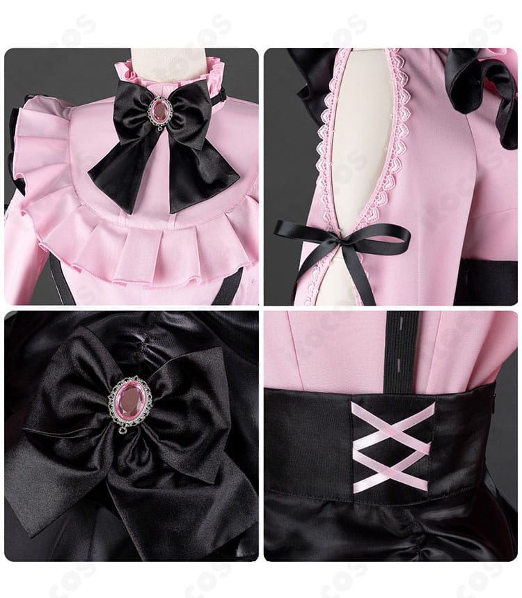 襟・袖・蝶結び・腰装飾のディテール。近距離で刺繍風装飾と端処理の美しさが分かる近影。