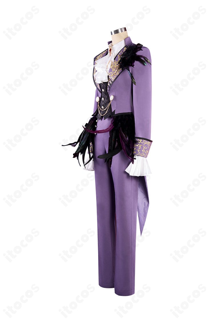 Identity V フレデリック・クレイバーグ コスプレ衣装のサイドビュー。袖口トリムと裾のラインが美しく映える角度。