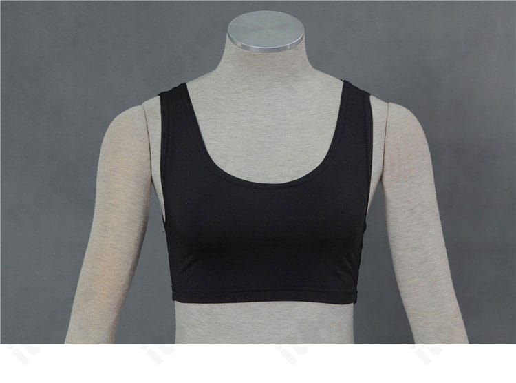 ムサシ コスプレ衣装 背面の装飾ディテール。背中の縫製ラインと生地の張りを示すクローズアップ。