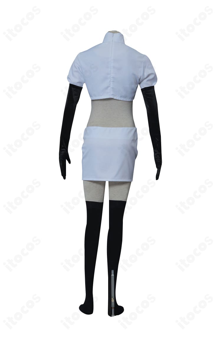 ポケットモンスター ムサシ コスプレ衣装の背面。背中からウエストにかけてのカッティングとシルエットの整いを確認。