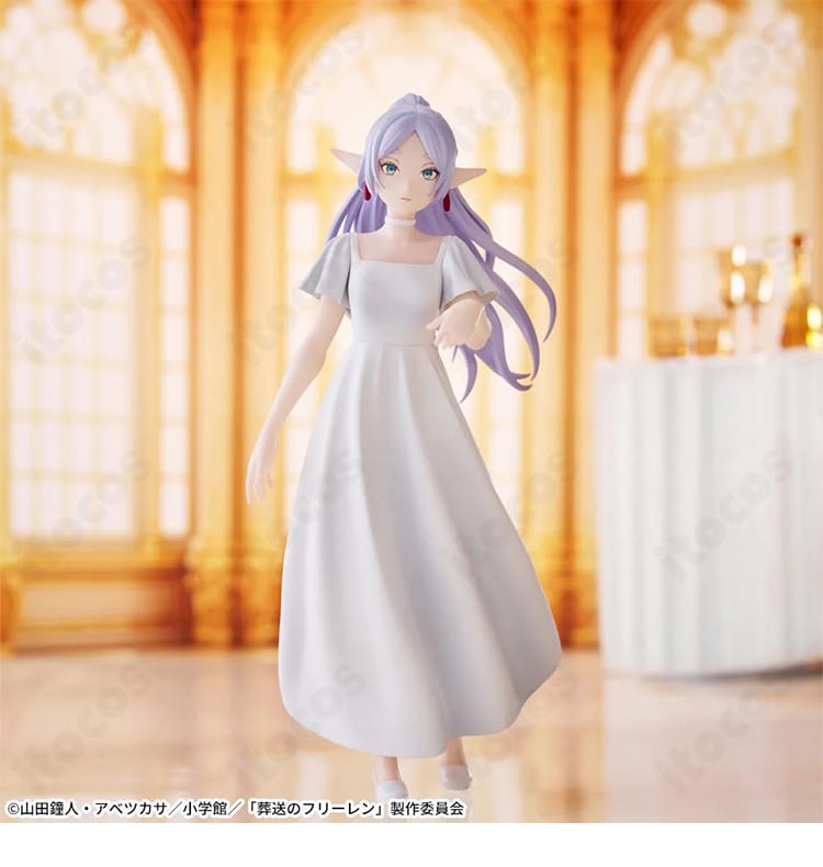 葬送のフリーレン フリーレンのコスプレ衣装ドレス全身画像。ドレスとチョーカーのセット、ITOCOS製オーダーメイドでイベント・撮影向け。