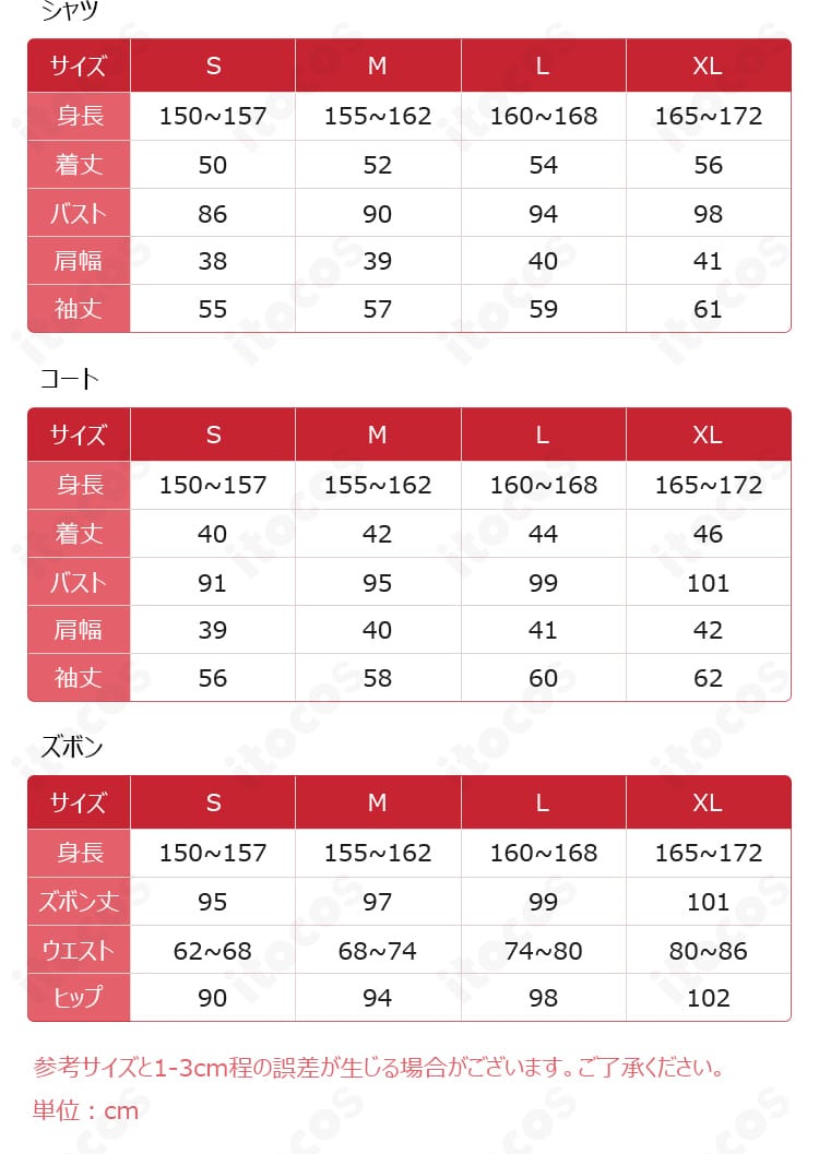 サイズ早見図。S〜XLおよびオーダーメイド選択の目安を示す寸法ガイド画像