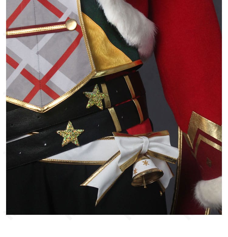 腰の装飾ディテール。ウエストの蝶結びと装飾パーツで『ウィンターサンタ』らしさを再現した画像