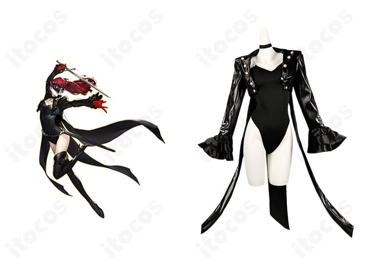 ペルソナ5 ザ・ロイヤル 芳澤かすみの怪盗服コスプレ衣装と公式ビジュアルの比較・正面全体像