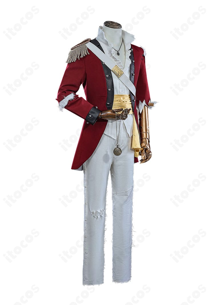 初期衣装コスプレの右側面。肩ベルトやコートのライン、帯位置など右側ディテールのクローズアップ