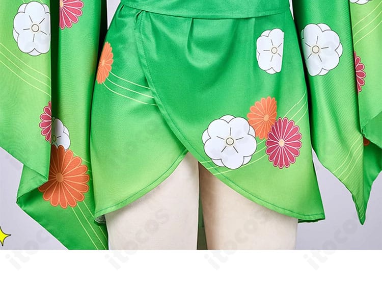 阿良河キウィ お正月ver. コスプレ衣装 スカート裾飾りの近接写真。華やかな縁取りと質感が分かる画像