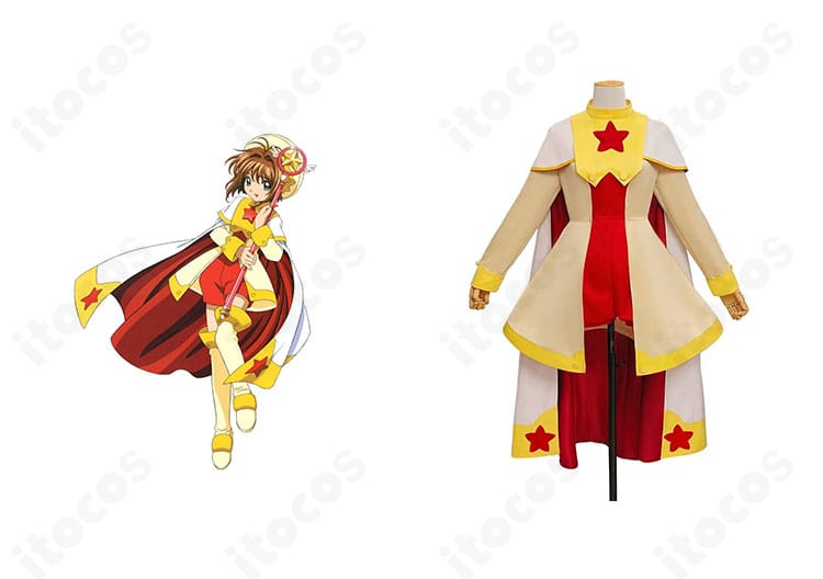 カードキャプターさくら 木之本桜のマント付きバトルコスチューム正面。マントと帽子を含む高再現のフルセットを着用した全身イメージ。