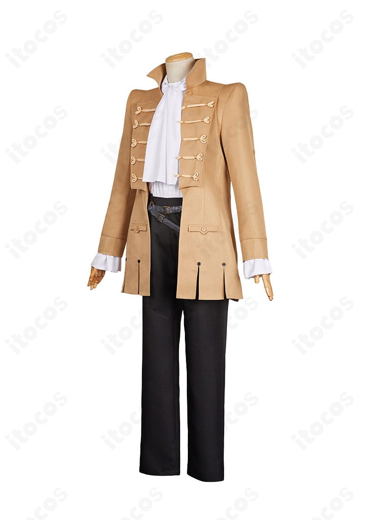 ストロール衣装右側面。コートのラインとパンツのフィット感がわかるサイドビュー