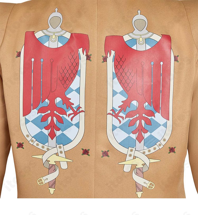 背面装飾のディテール。背中心のラインとヨーク周りの構成を拡大