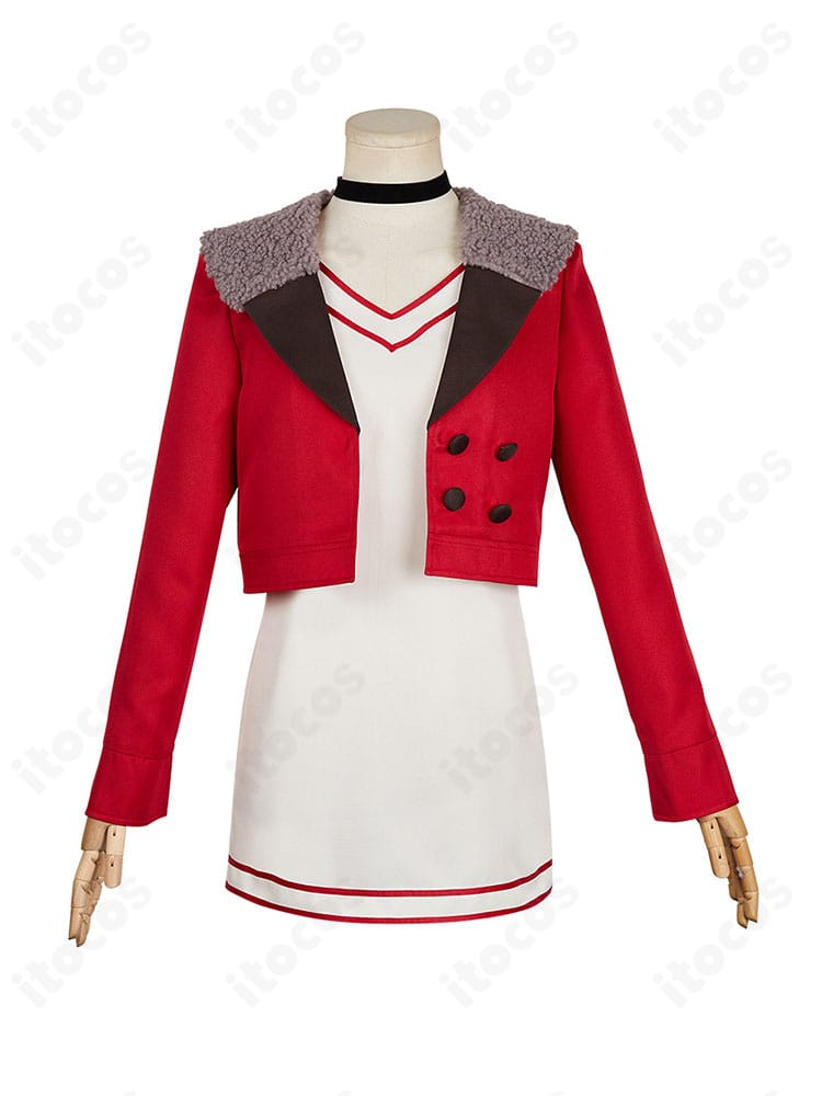 ダンダダン 綾瀬桃 コスプレ衣装 正面全身。体のラインがきれいに見える設計と制服風デザイン