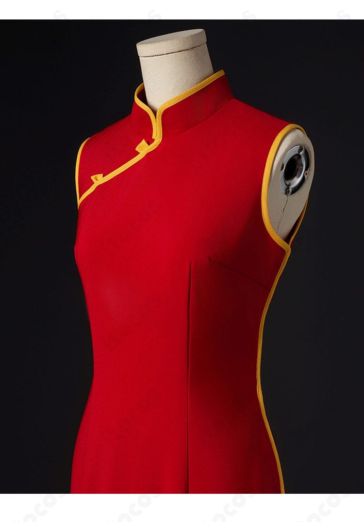 ITOCOS 銀魂 神楽 ノースリーブチャイナドレスの装飾アップ。花柄や刺繍風ディテールの質感が伝わる画像