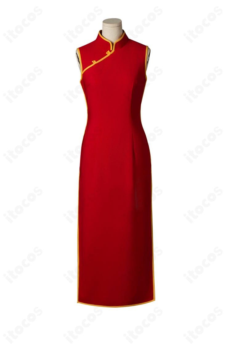 ITOCOS 銀魂 神楽 ノースリーブチャイナドレスの正面全体。襟元と縁取りのディテールがわかる画像