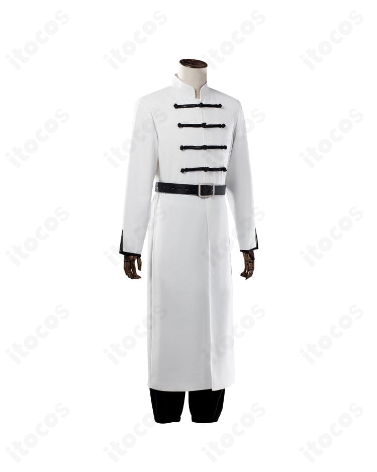 神威 コスプレ白チャイナ衣装の側面。すっきりした縦ラインとシルエットを確認できる角度の画像