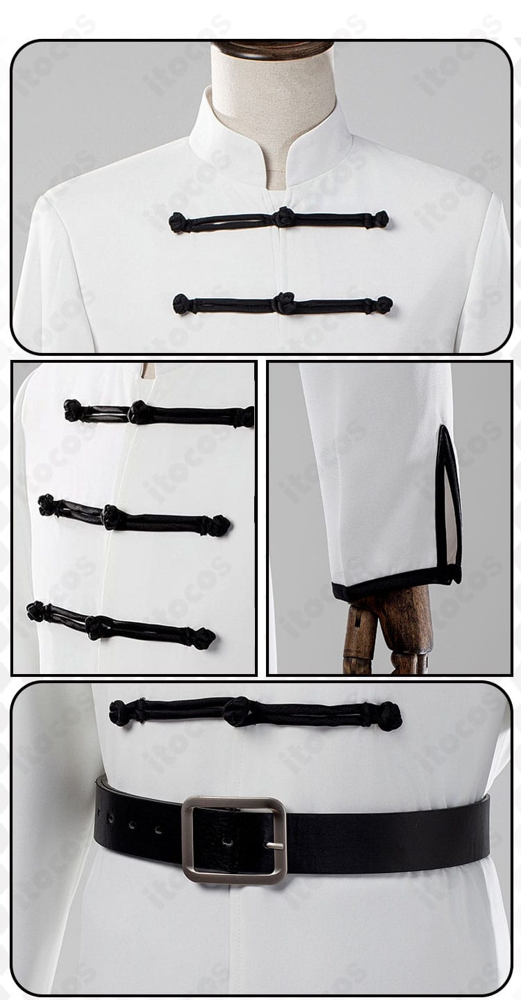 神威 コスプレ衣装の装飾ディテール。白地に施された装飾や縫製の仕上がりを示す近接画像