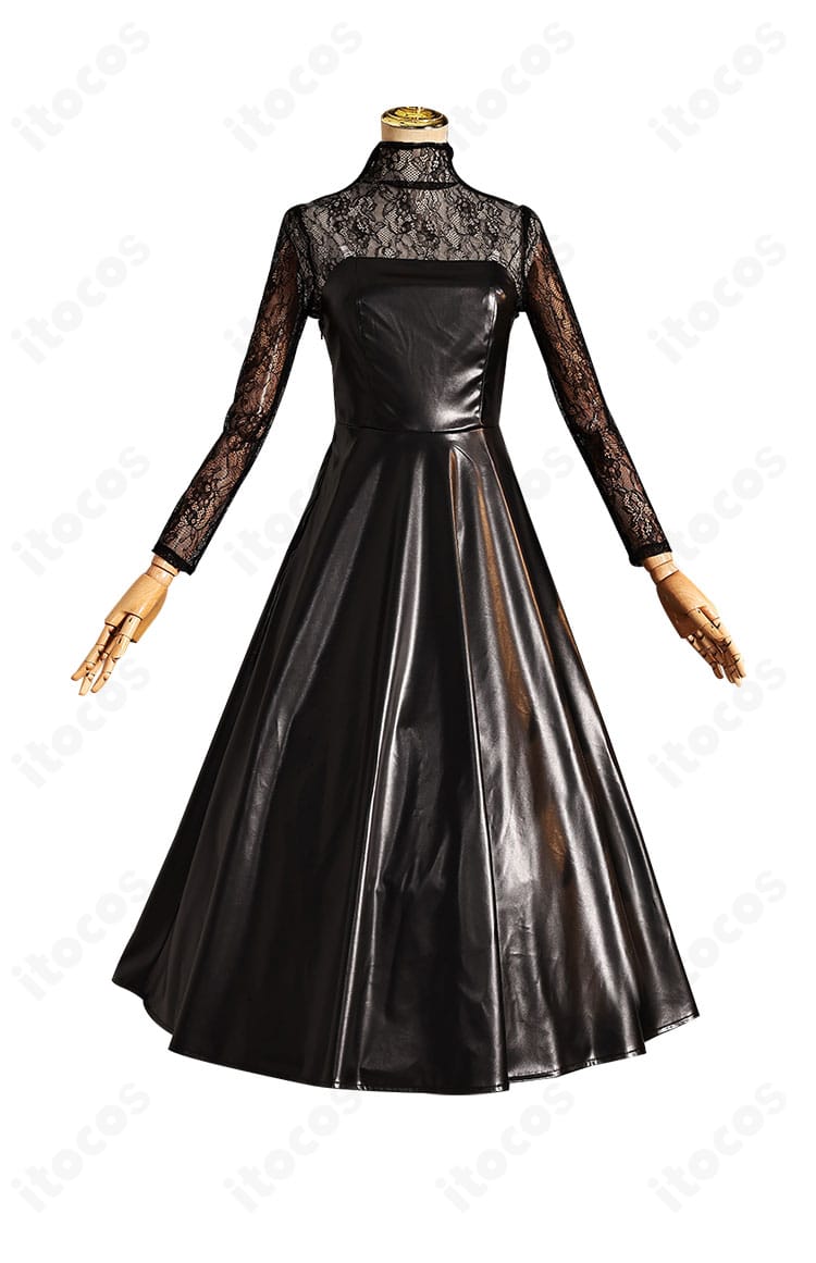 大佛（おさらぎ）コスプレ衣装の正面全景。胸元からスカートラインまでのシルエットと縫製ディテールが分かる画像