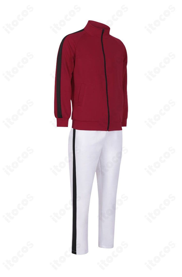 稲荷崎高校ジャージ側面シルエット。縫製ラインとスポーティなカッティングが分かるアングル。