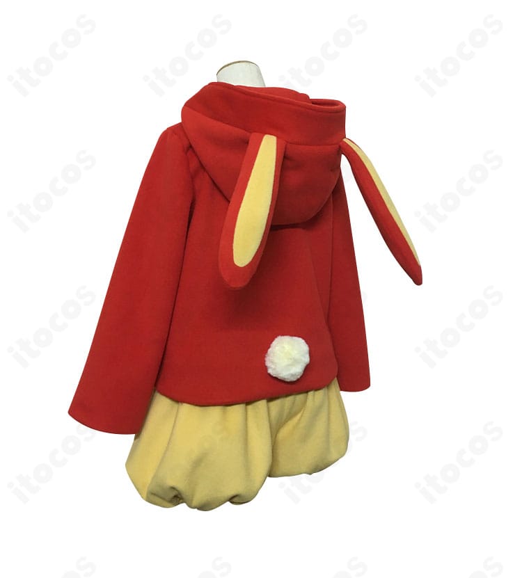 商品背面。うさ耳バトルコスチュームのバックスタイルと装飾配置、丈感の確認に適した画像。