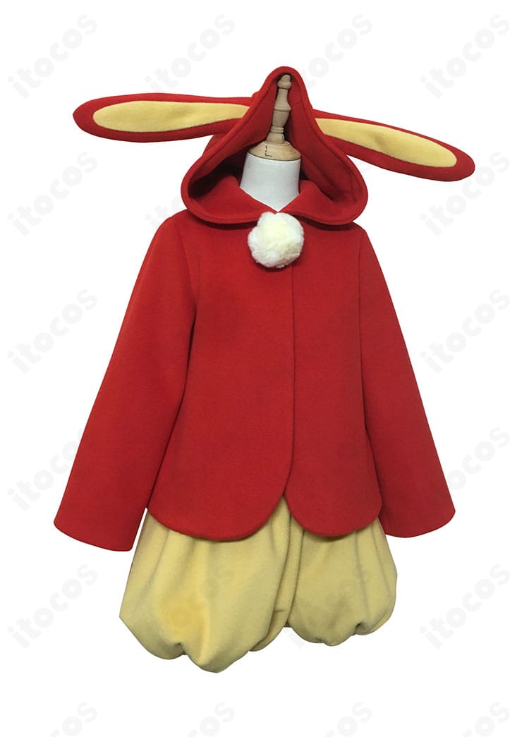 商品正面。木之本桜 うさ耳バトルコスチュームの上着とショートパンツのシルエットと配色が分かる画像。