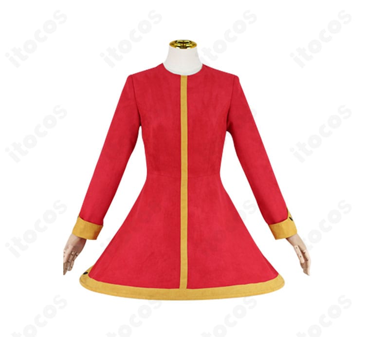 ワンピース胸元や縁取り、カラーラインなど正面ディテールの接写