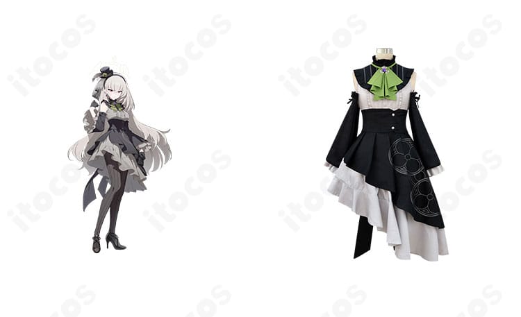 ブルーアーカイブ 歌住サクラコのアイドル衣装コスプレ。正面全身とキャラクター比較でディテール再現を示す画像