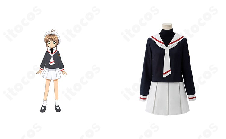 カードキャプターさくら 木之本桜・大道寺知世の友枝小学校冬制服コスプレ衣装｜商品正面とキャラ比較で着用イメージを確認