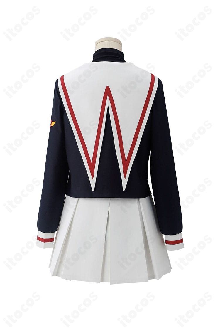 カードキャプターさくら 冬制服コスプレ衣装｜背面フルショットで襟とスカートのライン配置をチェック