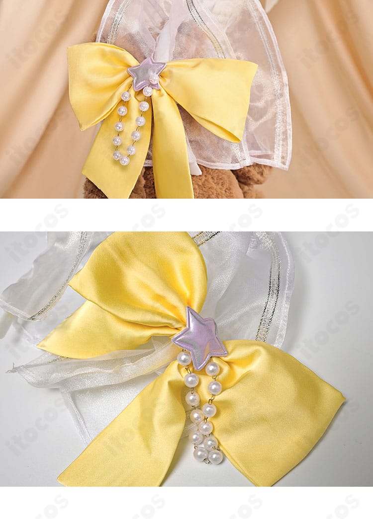 アニー・レスター衣装の髪飾りディテール。頭飾りの形状と色調を忠実に再現。