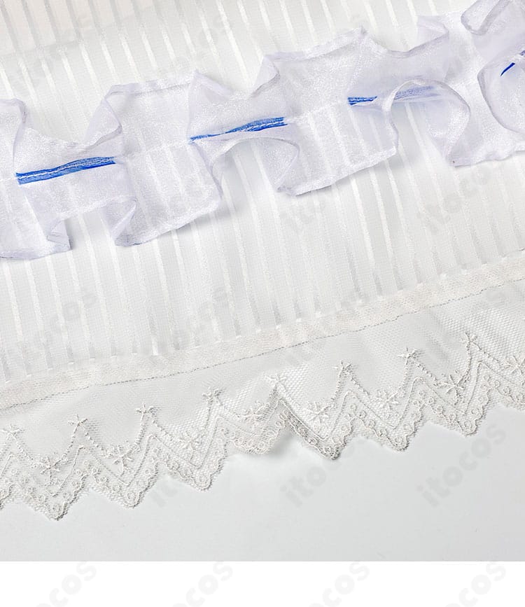 アニー・レスター衣装の裾装飾ディテール。アクセントになるトリムと縫い目の整いを確認。