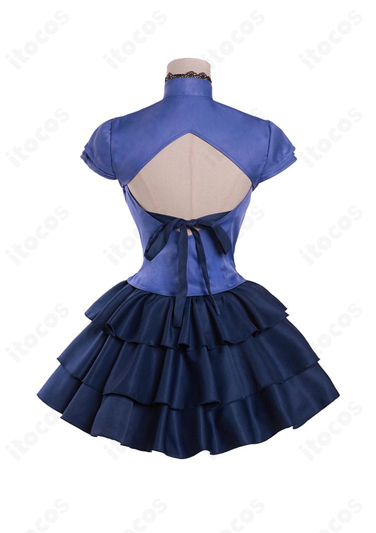 篝火花 変身後衣装の背面全体図。背面のリボン配置とライン構成まで再現したデザイン。