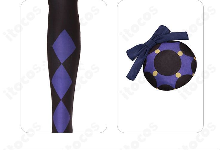 レッグウォーマーとアクセサリーの詳細。コーデを完成させる付属品でキャラクター性を強化。