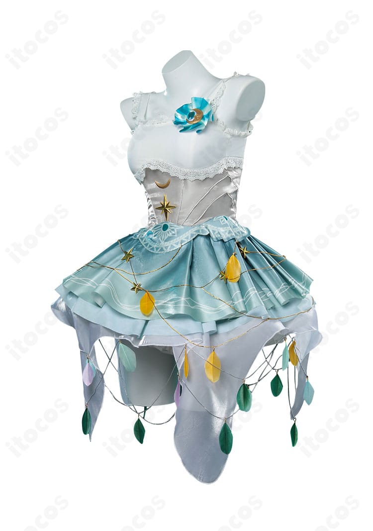 『第五人格』踊り子 漂う月光SSRコスプレ衣装の側面。スカートのラインとドレープが際立つシルエット