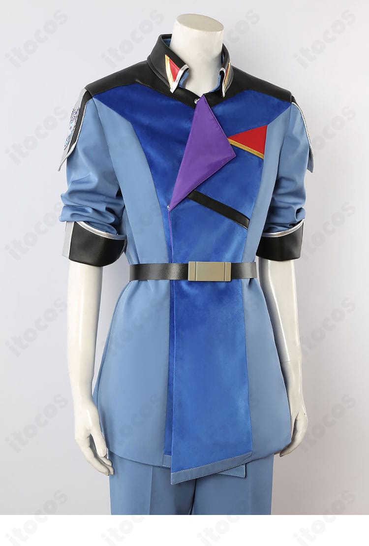 上着フロントの装飾ディテール。襟元と胸部の意匠、精緻な刺繍と生地表情を強調